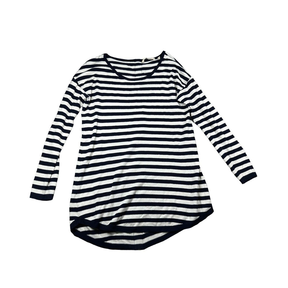 Soft Surroundings Womens Striped Long Sleeve Top Blue White Size Small